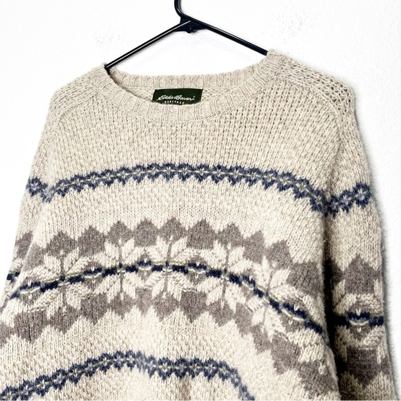 Eddie Bauer Cream and Brown Crewneck Sweater - Picture 2 of 10